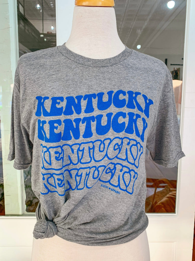 Kentucky Bubble Letter Tee - Grey-T-Shirt-Carolyn Jane's Jewelry