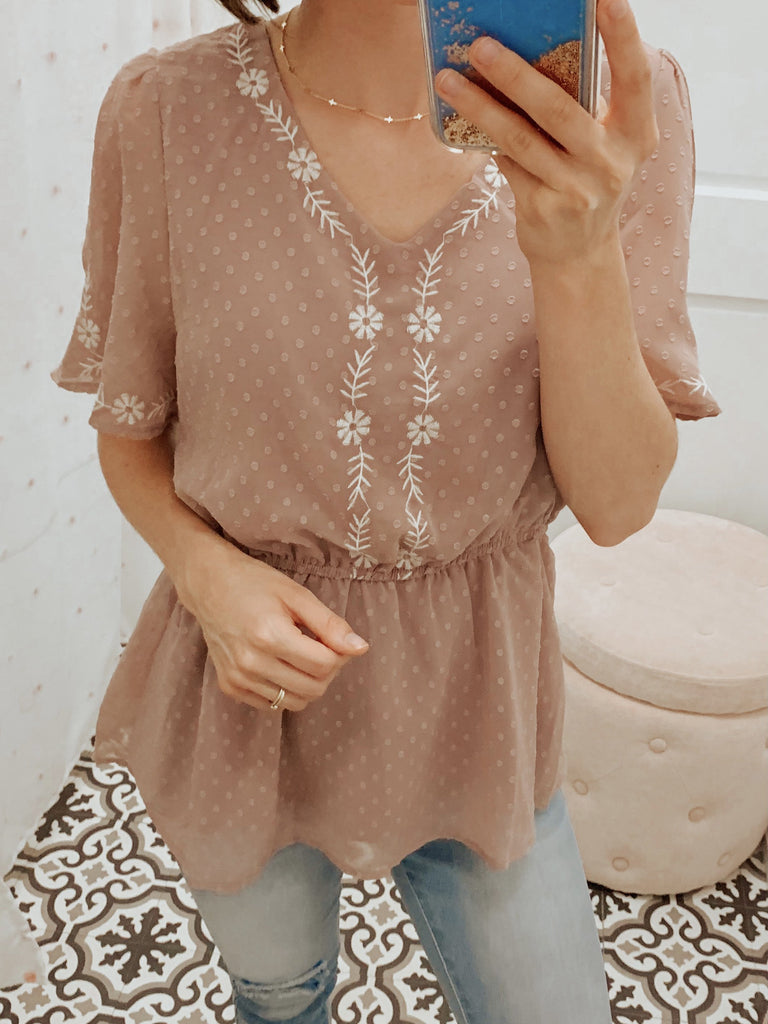 Lyla Embroidered Blouse-Carolyn Jane's Jewelry