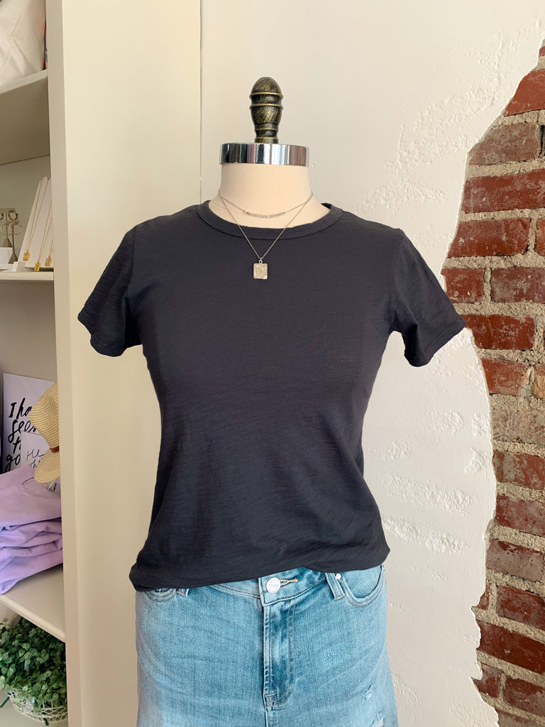 My Basic CC Short Sleeve Top in Charcoal-Top-Carolyn Jane's Jewelry