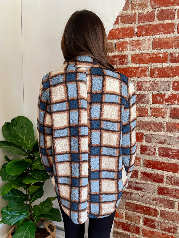 My Comfy Plaid Shacket in Blue-Carolyn Jane's Jewelry