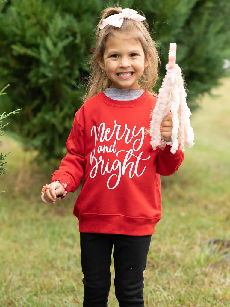 PREORDER: Merry & Bright Toddler Christmas Sweatshirt-Sweatshirt-Carolyn Jane's Jewelry