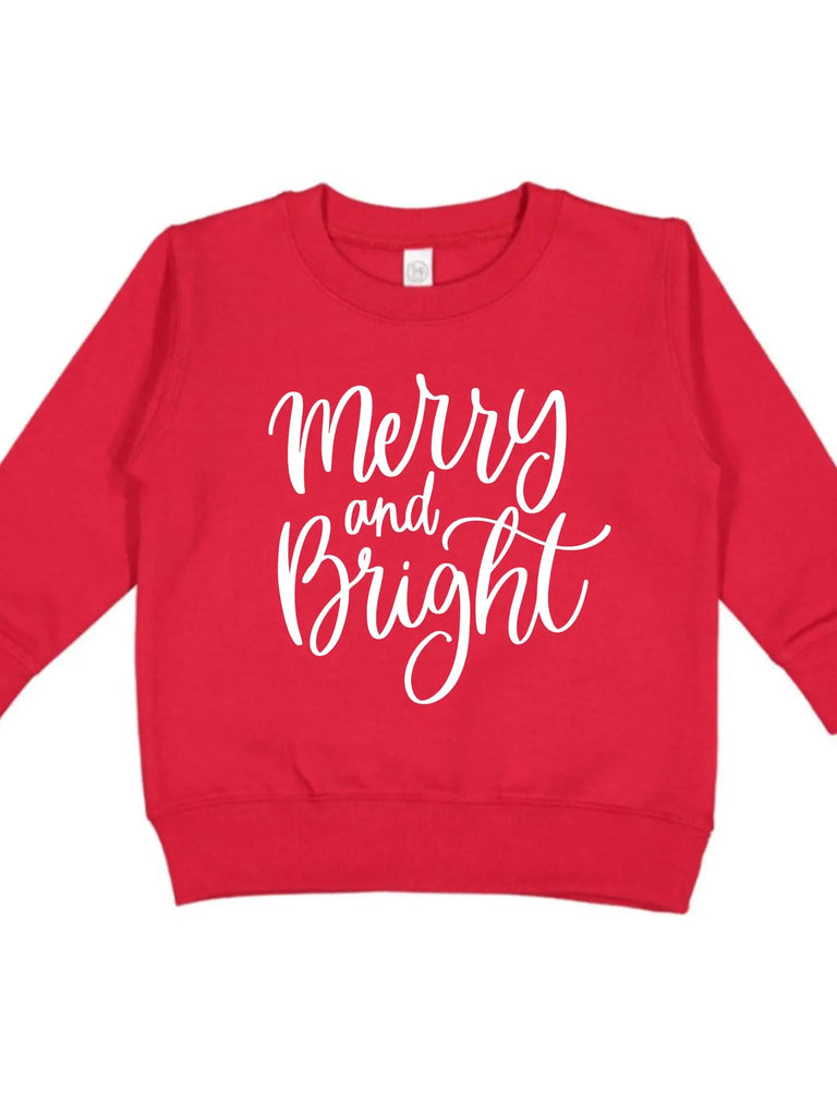 PREORDER: Merry & Bright Toddler Christmas Sweatshirt-Sweatshirt-Carolyn Jane's Jewelry