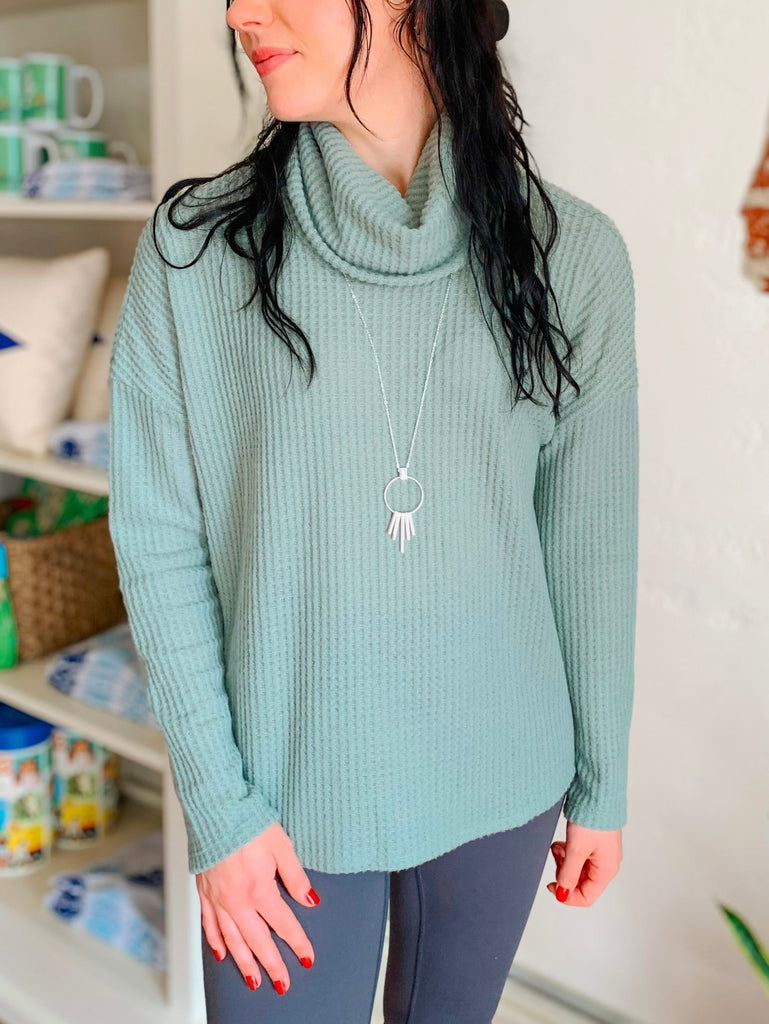 Rylee Soft Waffle Top in Sage-Top-Carolyn Jane's Jewelry