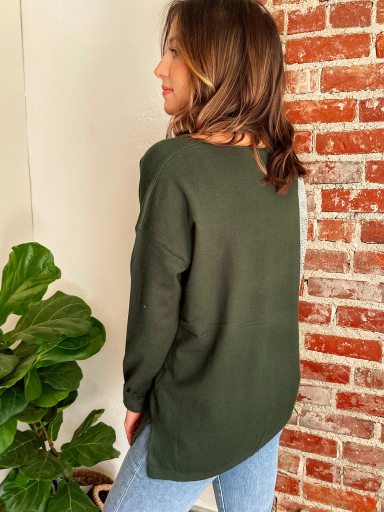 The Gilmore V-Neck Knit Top in Hunter Green-top-Carolyn Jane's Jewelry