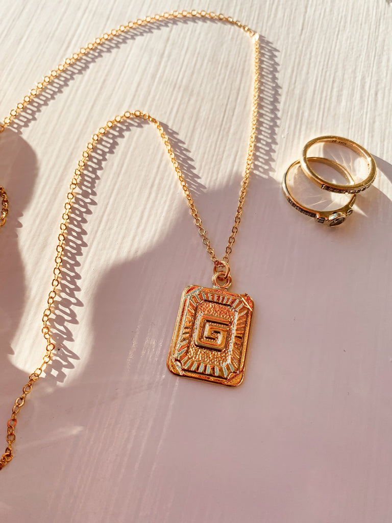 The Vintage Initial Monogram Necklace - Gold-Necklace-Carolyn Jane's Jewelry