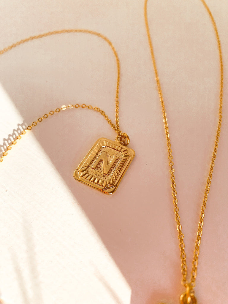The Vintage Initial Monogram Necklace - Gold-Necklace-Carolyn Jane's Jewelry