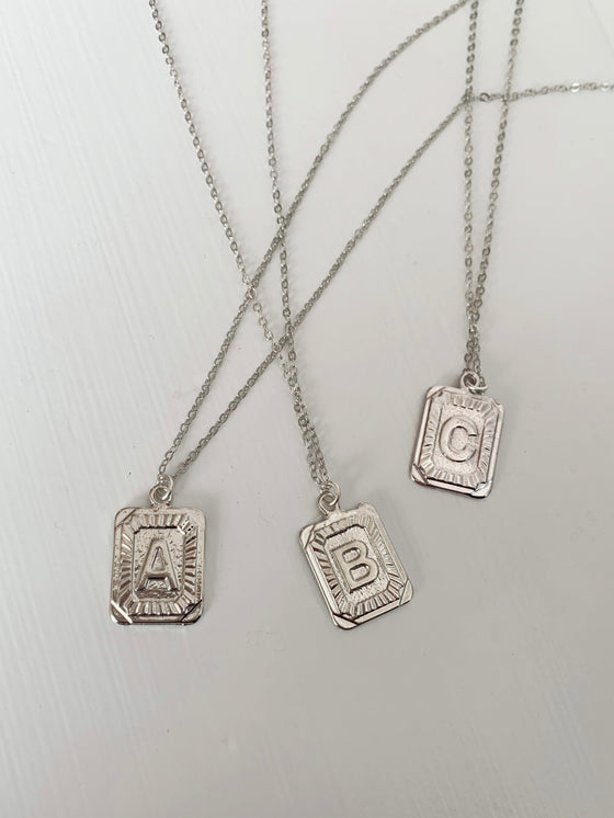The Vintage Initial Monogram Necklace - Silver-Necklace-Carolyn Jane's Jewelry