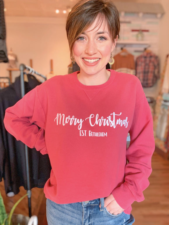We Say Merry Christmas Vintage Sweatshirt-Sweatshsirt-Carolyn Jane's Jewelry
