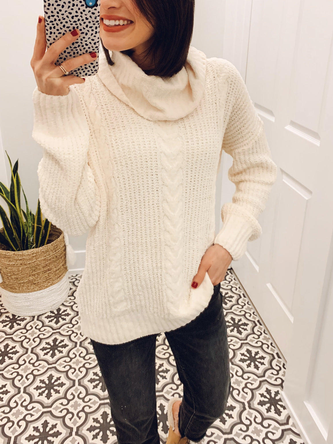 Winter White Cable Knit Sweater-sweater-Carolyn Jane's Jewelry